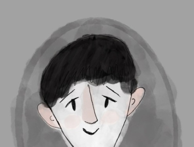 Ghost boy design illustration portrait simple watercolor