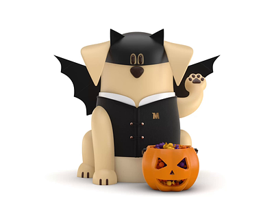 Maneki-Neko Dog 3D - Halloween 3d 3d animation animation branding candy characters dog icon illustration landing page logo motion design ui ux web