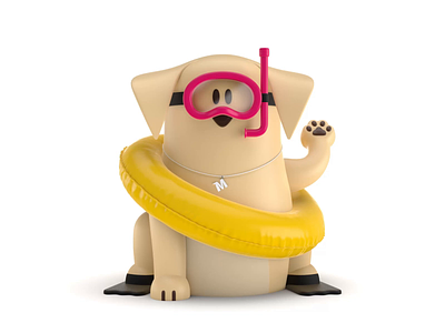 Maneki-Neko Dog 3D - Swimming 3d 3d animation animation beach branding characters diving dog icon illustration landing page lifebuoy logo motion motion design swimming ui ux web