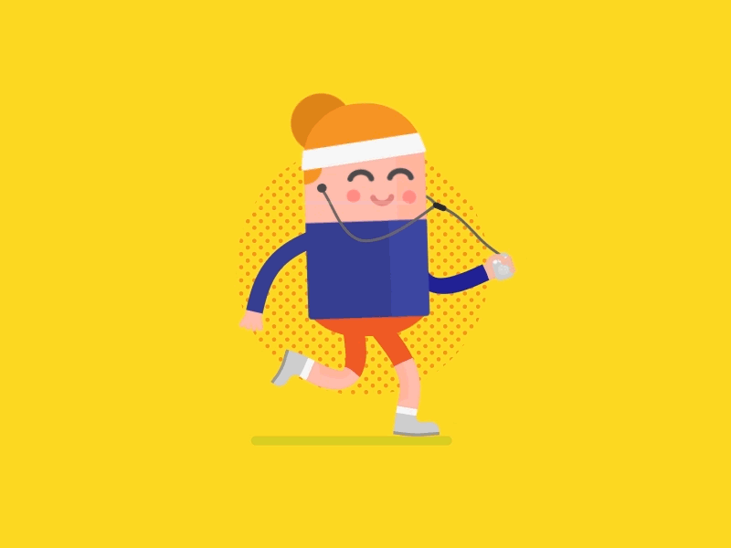 Running girl 2d animation flat gif girl headphones ipod motion pers run sports