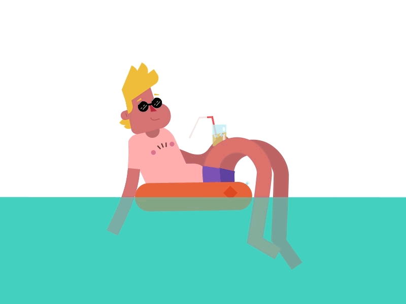 Vacation 2d animation cocktail flat gif lifebuoy pool vacation