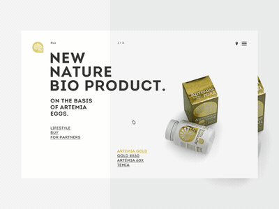 Artemia Gold anitamoin clean gif gold main minimal motion uiux product promo web website white