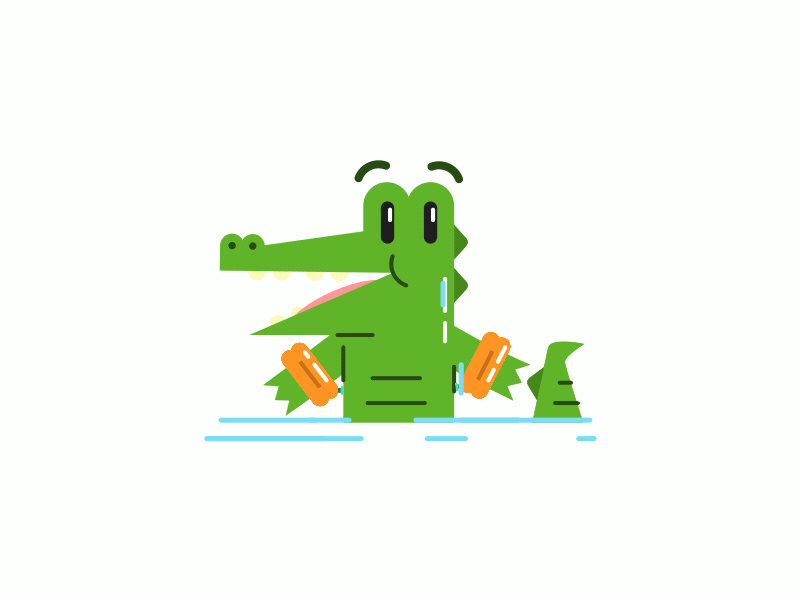Crocco Splish Splash gif 2d flat animation icon illustration 3d motion design pool animal crocco