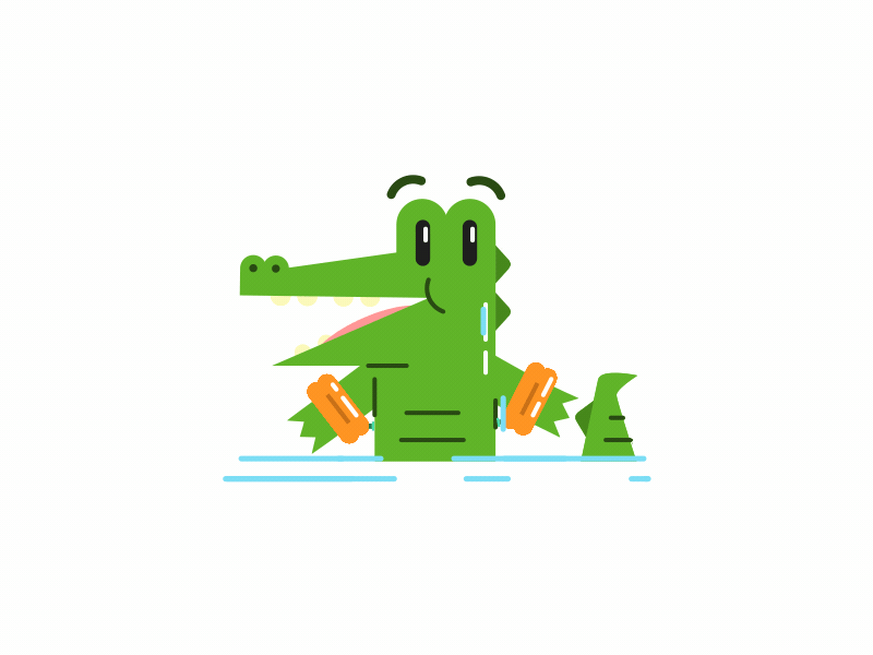 Crocco Splish Splash 2d 3d animal animation crocco flat gif icon illustration motion design pool