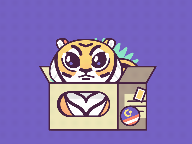 Malayan Tiger - Animation 2d animals animation box characters gif motion design sticker tiger