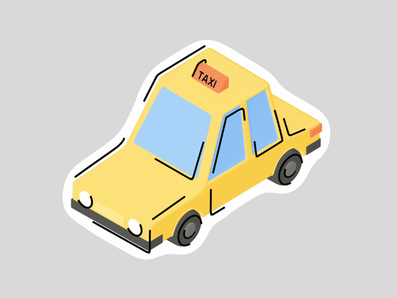 Taxi 3d animation design flat gif isometric motion design taxi