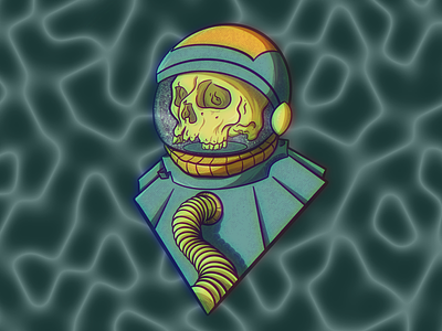 Cosmic Tomb horror illustration astronaut sci fi skulls space