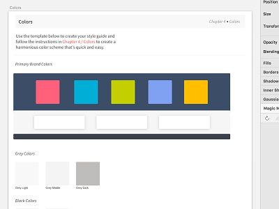 Color Guide book color palette colors design system guide sketch style guide