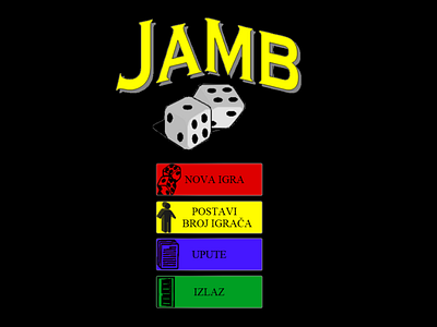 "Yamb" game - Main menu