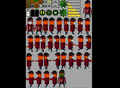 Corona Hero game - (Almost) All sprites 2d art game art gimp pixel pixel art sprite sprites