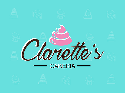 Clarette's Cakeria Logo bakery branding brown cake cakes cook cupcake logo logotype pink start up typographic