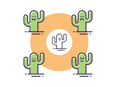 which emoji are you, today?? angery art cactus confused design emoji happy illustration lineart sad vector