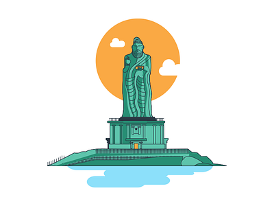 Thiruvalluvar Statue art illustration kanyakumari lineart nature statue tamilnadu thirukkural thiruvalluvar travel vector