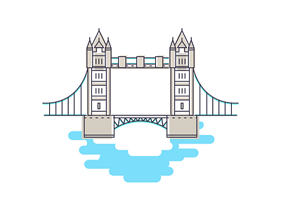 Tower Bridge London bridge flat icon illustration linart london place tourist tower vector