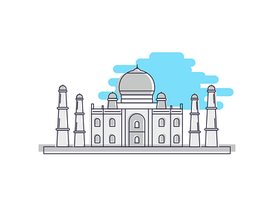 Taj Mahal design flat icon illustration india lineart mahal place taj tajmahal tourist vector