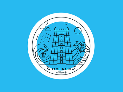 Tamil Nadu, India art design illustration india lighthouse lineart nadu place sun tamil tourist vector