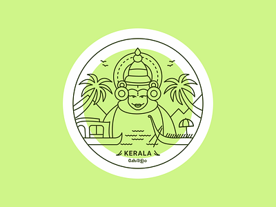 Kerala, India art boat design elephant house illustration india kathakali kerala lineart tourist vector