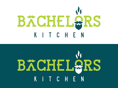 Bachelors Kitchen Logo bachelor beard branding cooking icon illustration kitchen logo mustache outdoor smoke youtube youtube channel