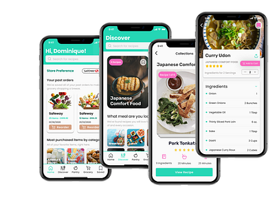 Daily Nosh Recipe Discovery App app design food app food app ui grocery app mobile recipe app ui ux