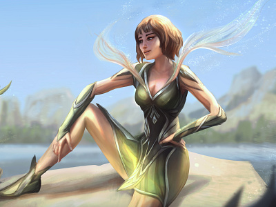 Emerald character characterdesign digital art digital panting fantasy art illustration leaf splashart