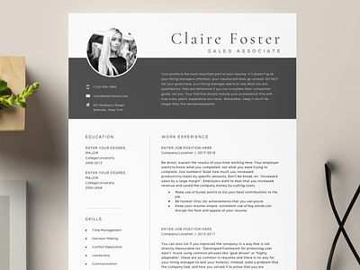 One Page | Two Page Professional Resume Template branding clean resume cover letter template cover page curriculum vitae cv resume cv template job job application job listing job resume job search minimal resume minimalist design professional resume references resume template resume template word template