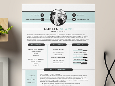 One Page | Two Page Professional Modern Resume Template branding clean resume cover letter cover letter template cover page curriculum vitae cv resume cv template job job application job listing job search minimal resume professional resume references resume bundle resume template word
