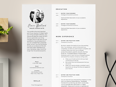 One & Two Page Resume Template CV