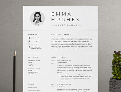 One Page | Two Page Professional Resume Template branding clean resume cover letter template curriculum vitae cv resume cv template job application job listing job search mac cv minimal resume modern resume one page resume professional resume resume template word
