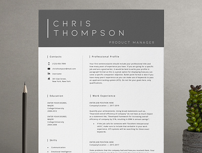 Modern Professional Resume Template branding career clean resume cover letter cover letter template curriculum vitae cv resume cv template job application job listing job search mac cv minimal resume modern cv one page resume professional resume references resume resume profile resume template word