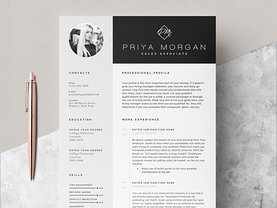 Professional Resume Template with Cover Letter and References branding clean resume cover letter template curriculum vitae cv resume cv template job application job listing job search mac cv minimal resume modern resume one page resume professional resume resume template word