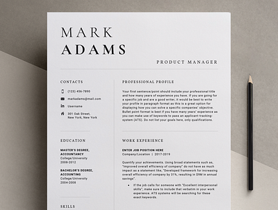 One Page | Two Page Resume Template Mac CV branding clean resume cover letter template curriculum vitae cv resume cv template job application job listing job search mac cv minimal resume modern resume one page resume professional resume resume template word