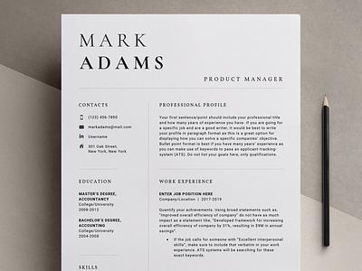 One Page | Two Page Resume Template Mac CV