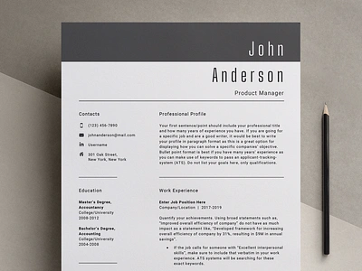 Modern Resume Template Professional CV Design branding clean resume cover letter template curriculum vitae cv resume cv template job application job listing job search mac cv minimal resume modern resume one page resume professional resume resume template word