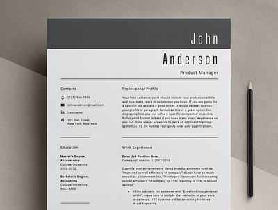 Modern Resume Template Professional CV Design branding clean resume cover letter template curriculum vitae cv resume cv template job application job listing job search mac cv minimal resume modern resume one page resume professional resume resume template word