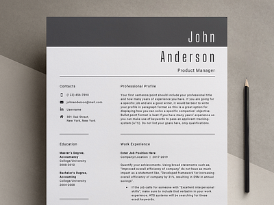 Modern Resume Template Professional CV Design