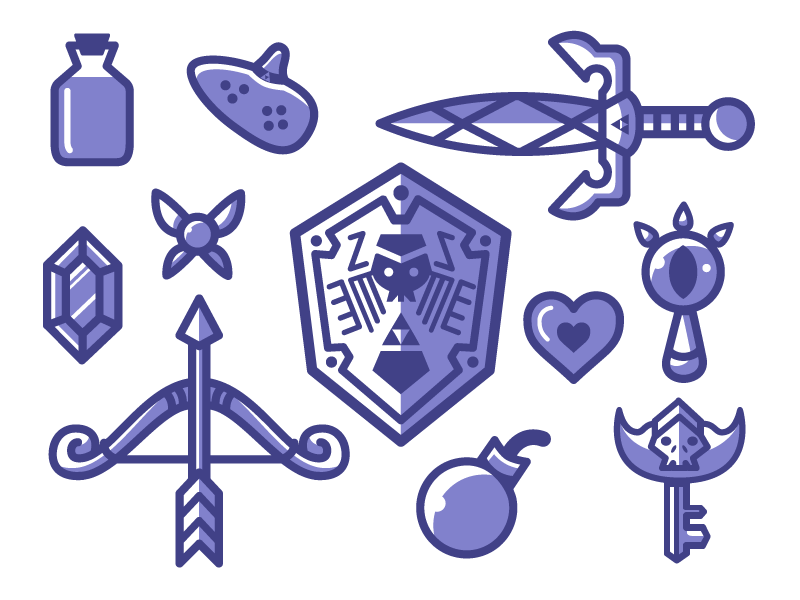 Link's Arsenal - Majora's Mask icons legend of zelda lens of truth link majoras mask master sword nintendo piece of heart rupee tatl zelda