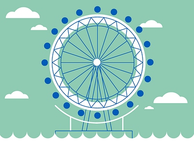 London Eye britain british ferrace wheel great britain illustration london london eye monoline red vector white yellow