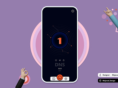 DNS App Technology 1.1.1.1 android android app app design dns firewall ios iphone key minimal redesign secure security show start ui ux vpn wall