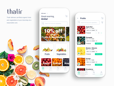 Thalir - Organic Fruits & Vegetables concept mobile app mobile app design ux ux design uxdesign