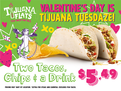 Tijuana Flats Valentines Day taco promotion mexican taco taco tuesday tacos tijuana flats