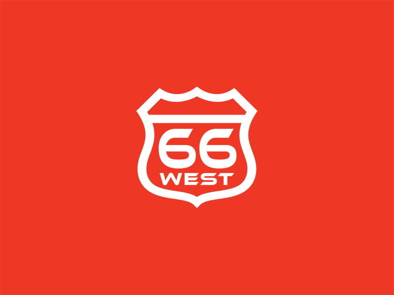 66 West Media logo stroke simple 66 west route 66 logo sign