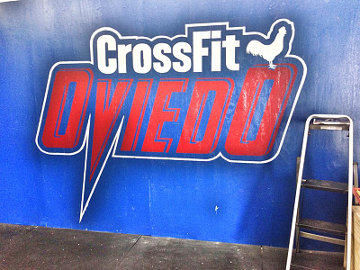 Crossfit Oviedo logo mural box crossfit gym hand paint mural oviedo