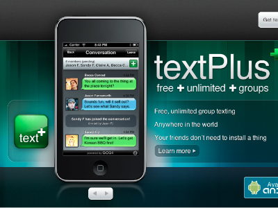 textPlus Website homepage iphone photoshop texture web