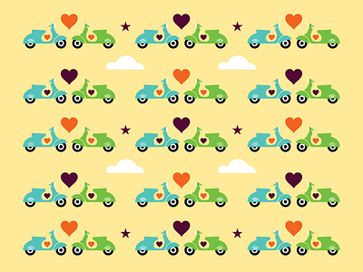 Vespa Pattern clouds hearts love pattern vespa