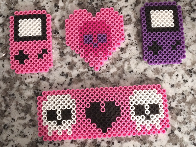 Perler Beads Fun beads color gameboy heart perler skull