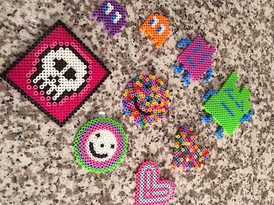 Perler Beads Fun beads heart mooninites pacman perler skull