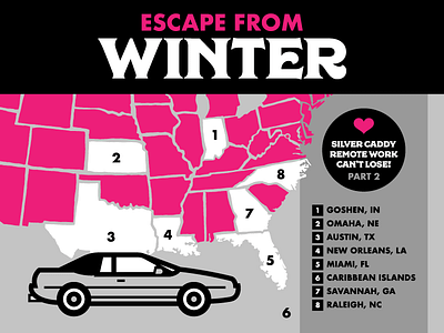 Escape From Winter cadillac eldorado escape road roadtrip trip winter