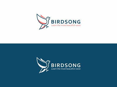 BIRDSONG bird blue design flat logo logobird modern pink simple