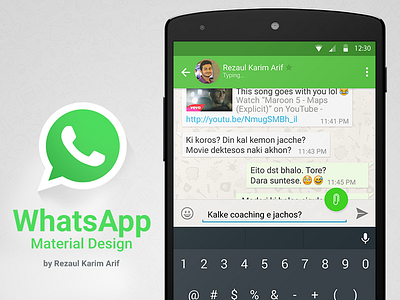 WhatsApp in Material Design android l design material design new r.design rezaul karim arif ui whatsapp whatsapp android l whatsapp redesign