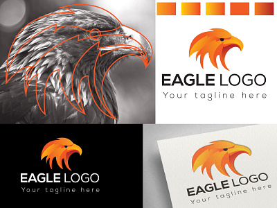 Eagle Tracing logo bird brand branding business design eagle fly flyer logo orange color tracing logo vector wing
